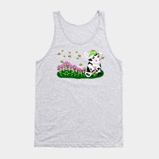 kawaii cow with bees Tank Top